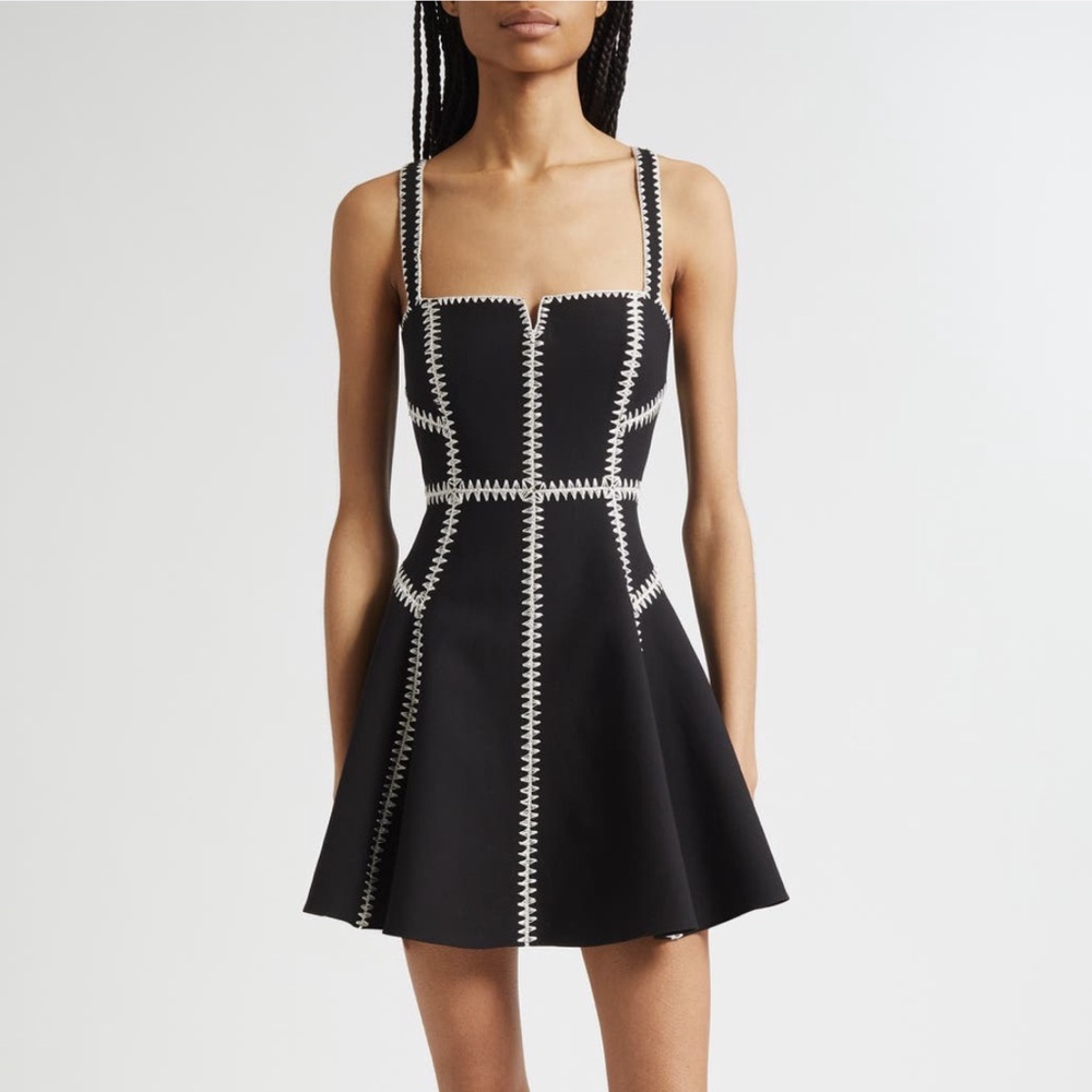 Jelena Contrast-Trimmed Minidress, black and White like new, no tags
